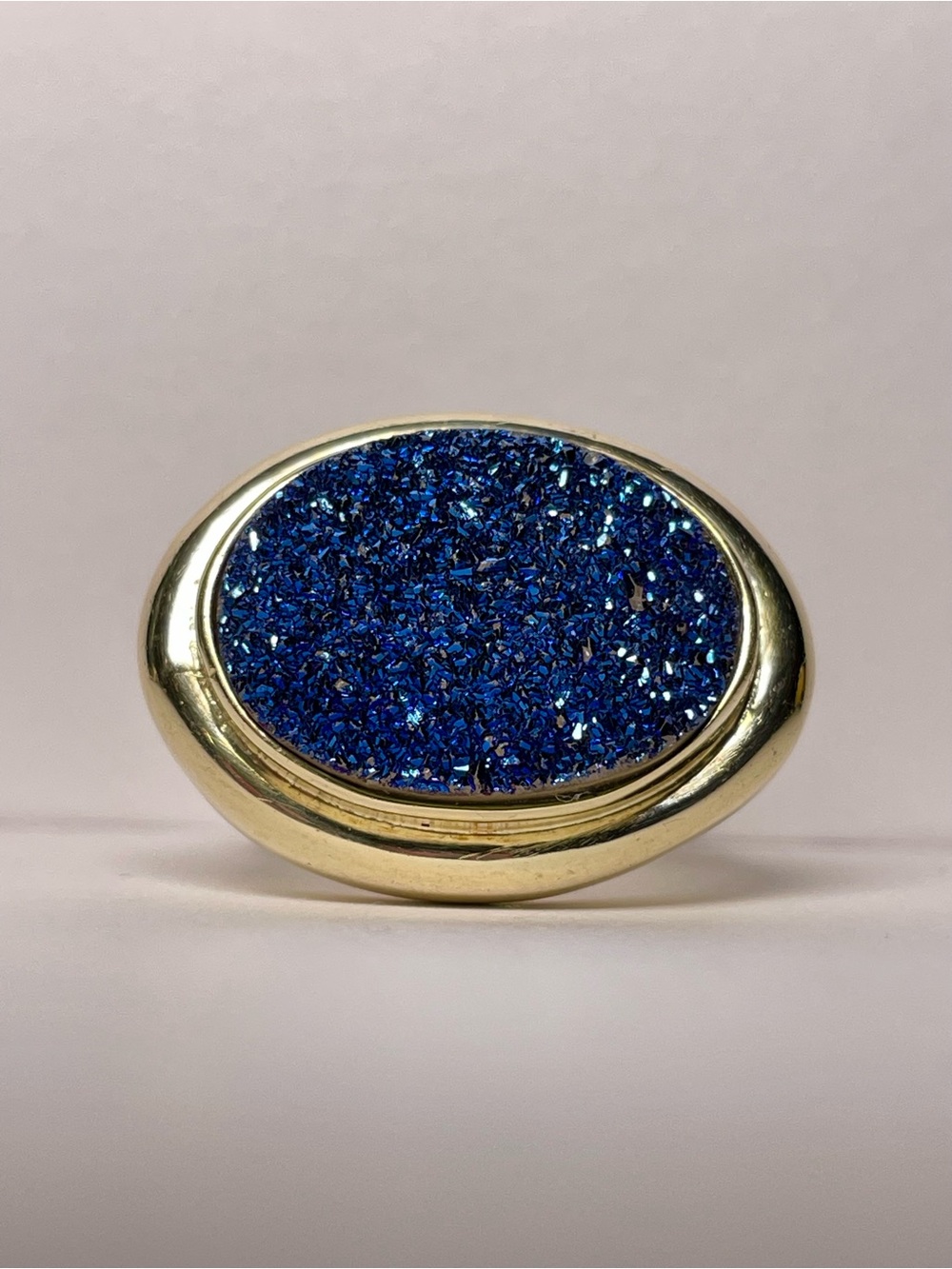 Gold 925 Oval Druzy Ring